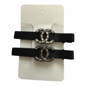 Chic Black Hair Clips with Silver Accents